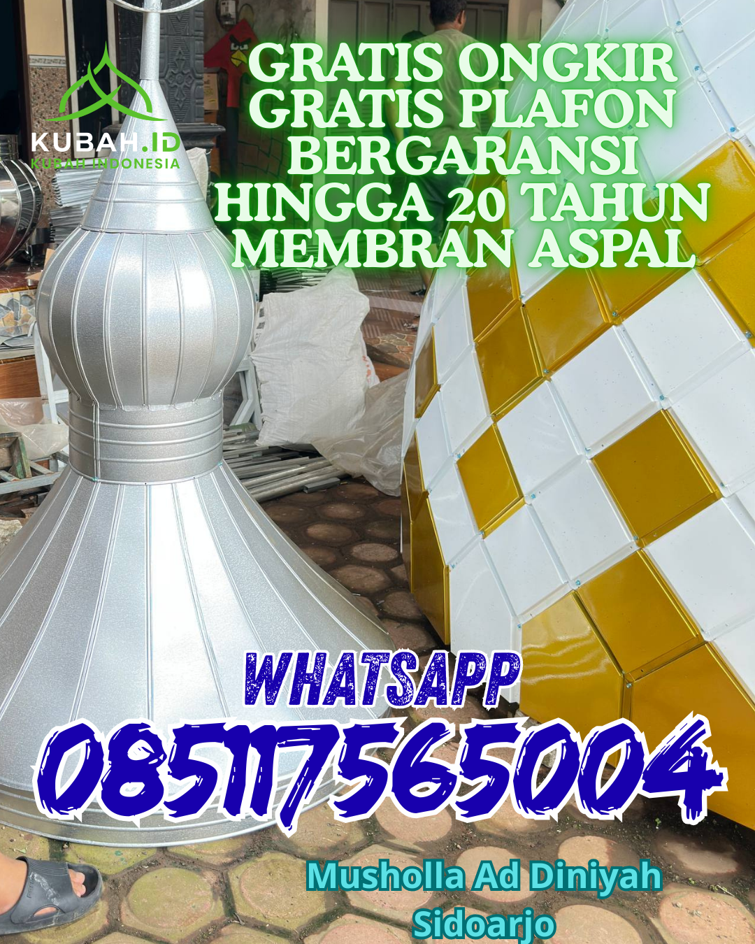 KUBAH MASJID STAINLESS STEEL BERKUALITAS BERGARANSI DI MARPOYAN DAMAI, PEKANBARU, RIAU (WA: 085117565004)