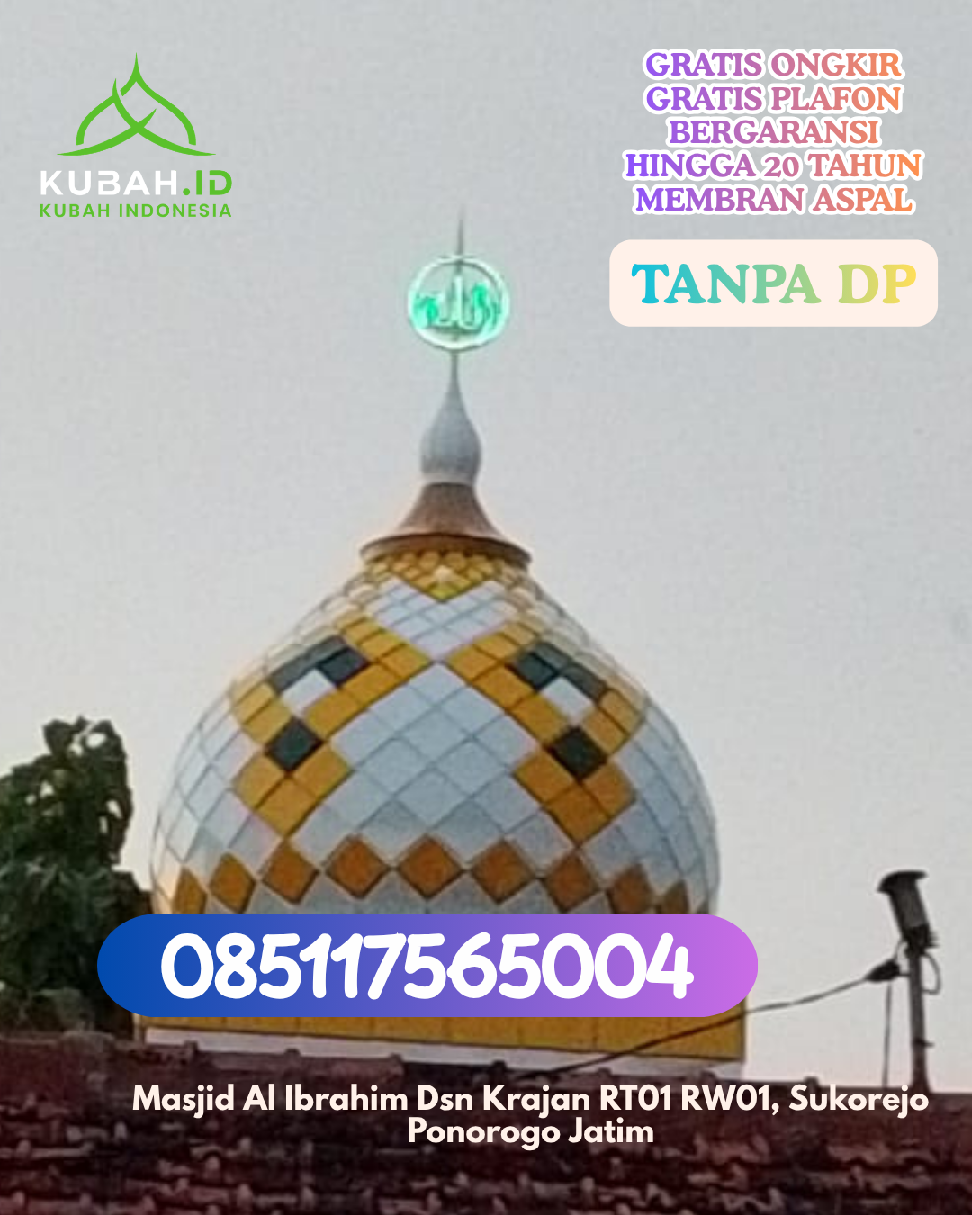 KUBAH MASJID GRC DESAIN MODERN KEC. PUUWATU KOTA KENDARI PROV. SULAWESI TENGGARA WA 085117565004