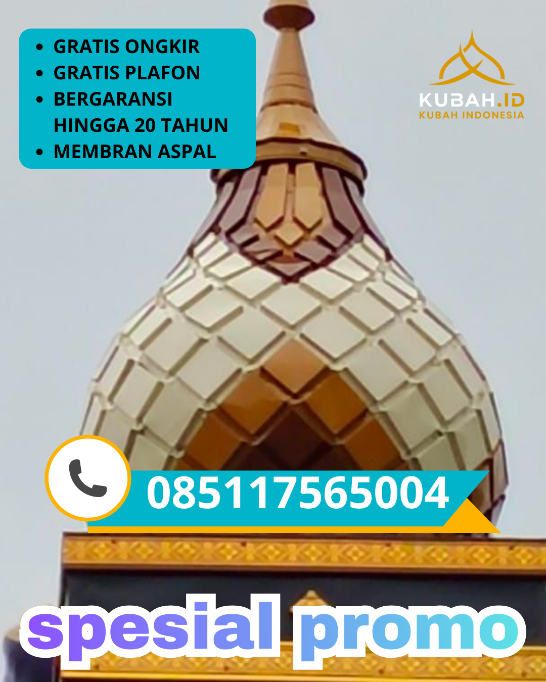 PABRIK KUBAH MASJID GALVALUME MODERN DI KEC. MADIUN, KAB. MADIUN, JAWA TIMUR (WA: 085117565004)