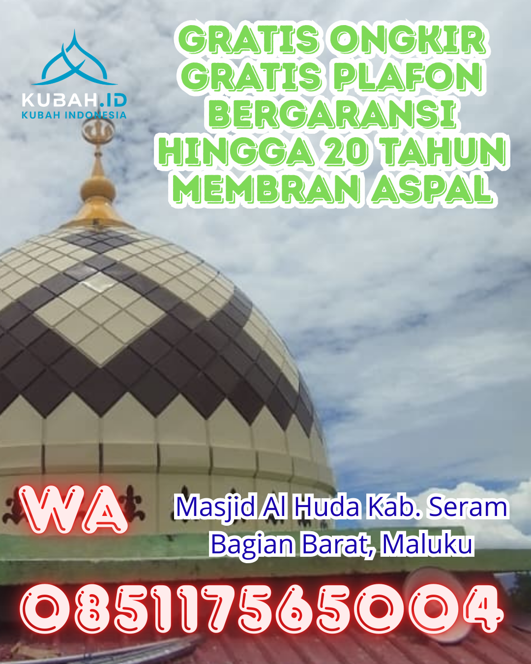 JUAL KUBAH MASJID GRC PREMIUM DI LIMA PULUH, PEKANBARU, RIAU (WA: 085117565004)