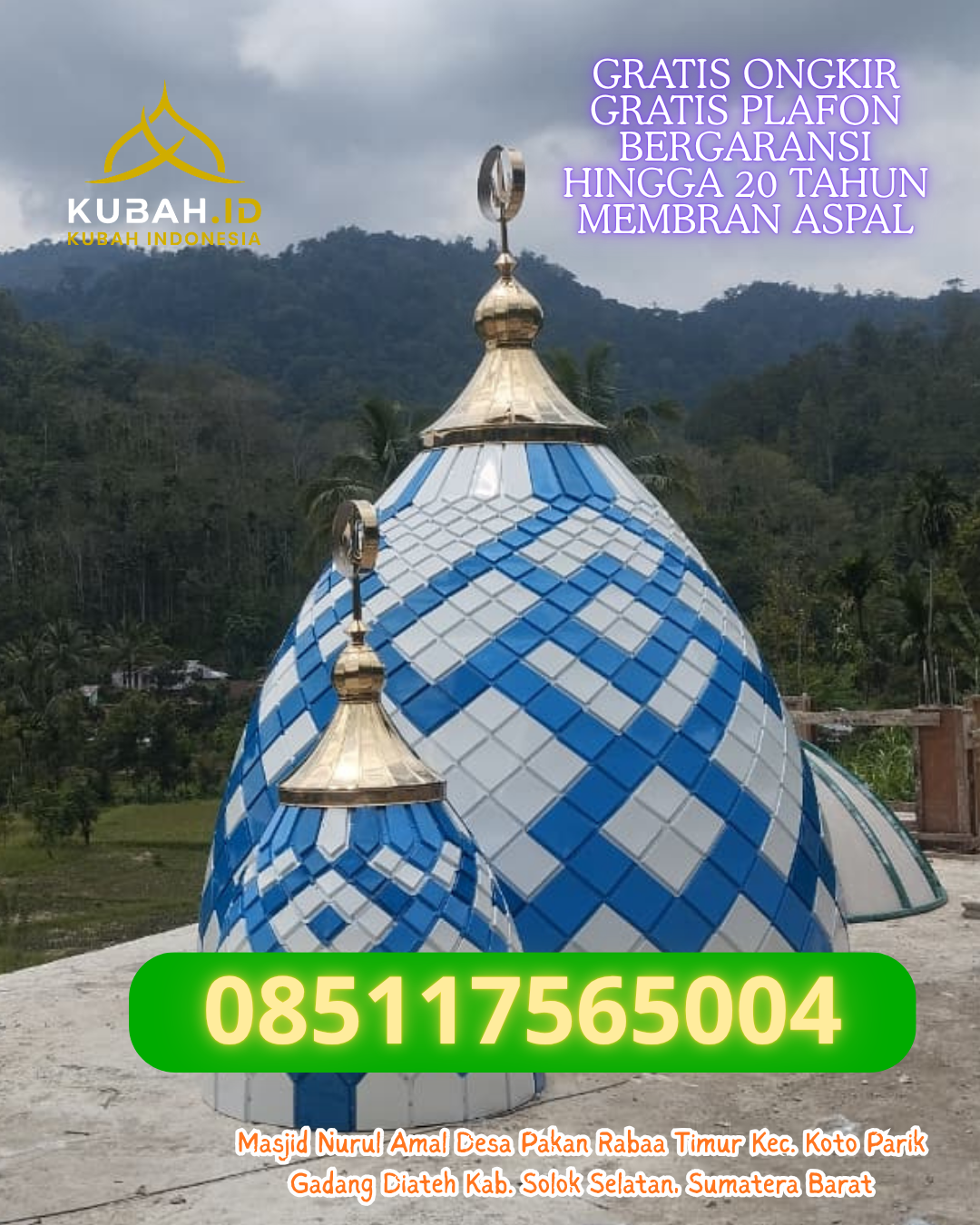 KUBAH MASJID GRC BERKUALITAS BERGARANSI DI BATU AMPAR, BATAM, KEPULAUAN RIAU (WA: 085117565004)