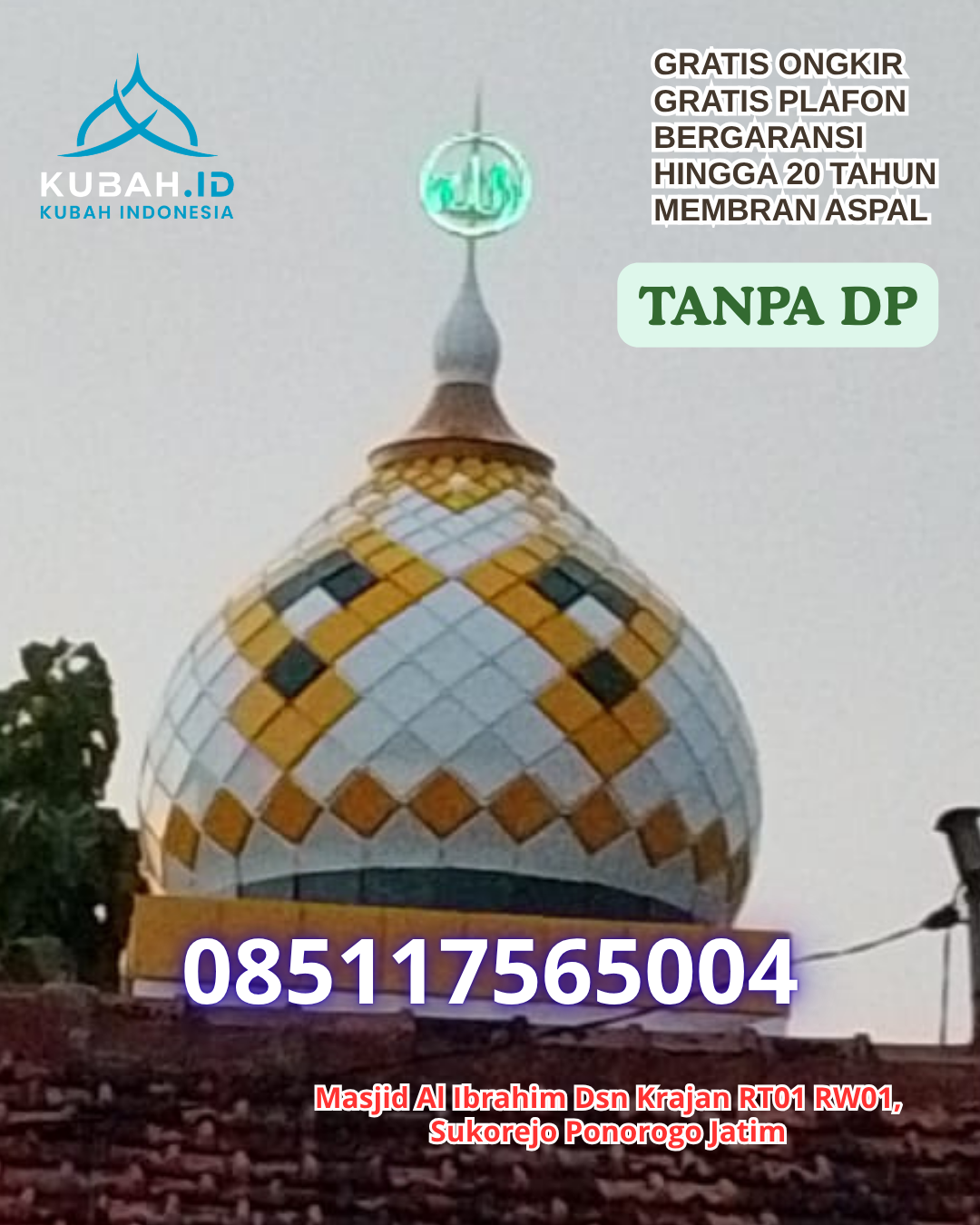 KUBAH MASJID GRC PILIHAN MASJID BARU KEC. MANDONGA KOTA KENDARI PROV. SULAWESI TENGGARA WA 085117565004