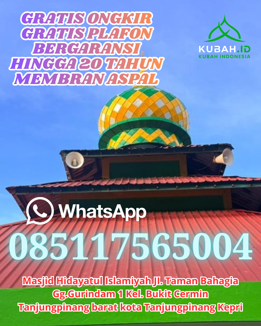 KUBAH MASJID GRC HARGA TERJANGKAU DI DANAU KERINCI, KERINCI, JAMBI (WA: 085117565004)