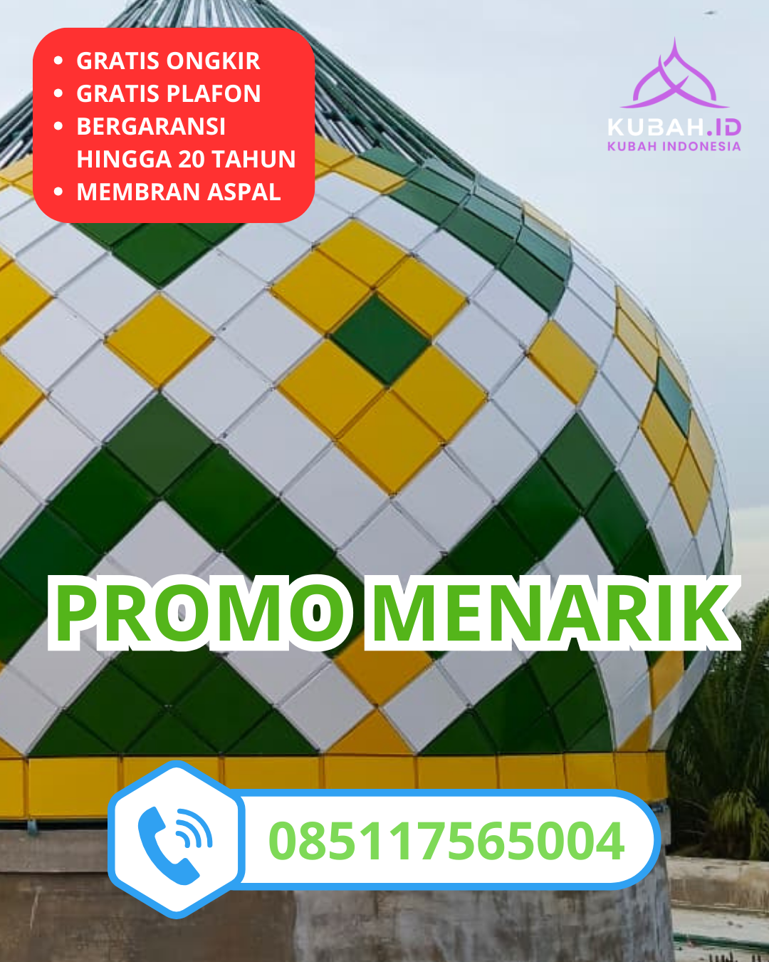 KUBAH MASJID GALVALUME HARGA TERJANGKAU DI KEC. KUALA, KAB. BIREUEN, ACEH (WA: 085117565004)
