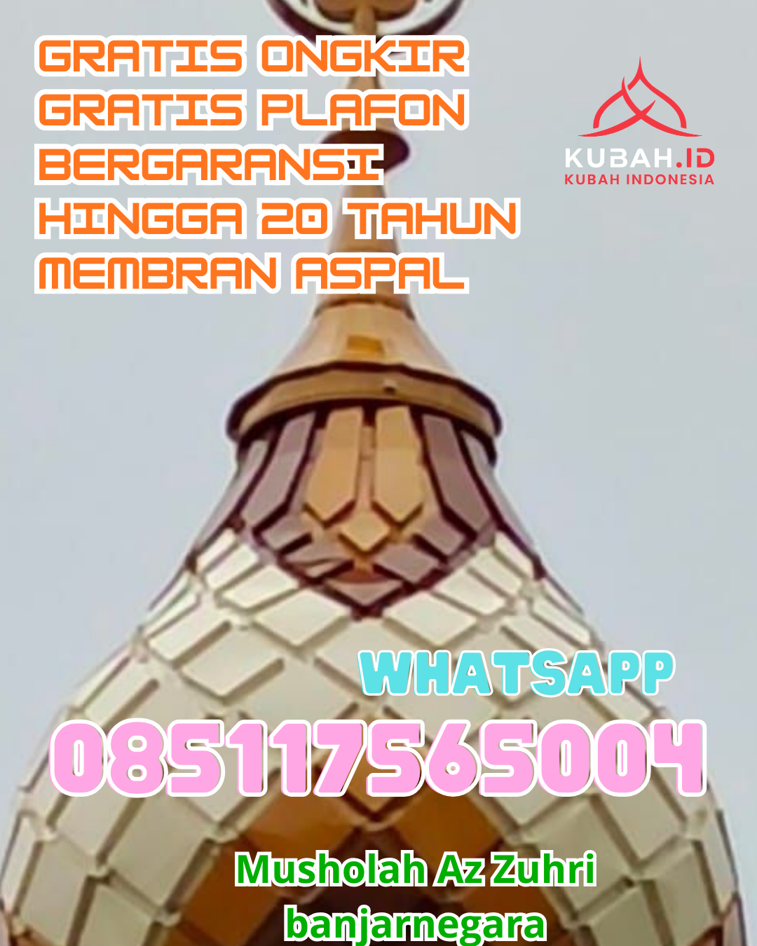 KUBAH MASJID ENAMEL DESAIN ELEGAN DI BENGKALIS, BENGKALIS, RIAU (WA: 085117565004)