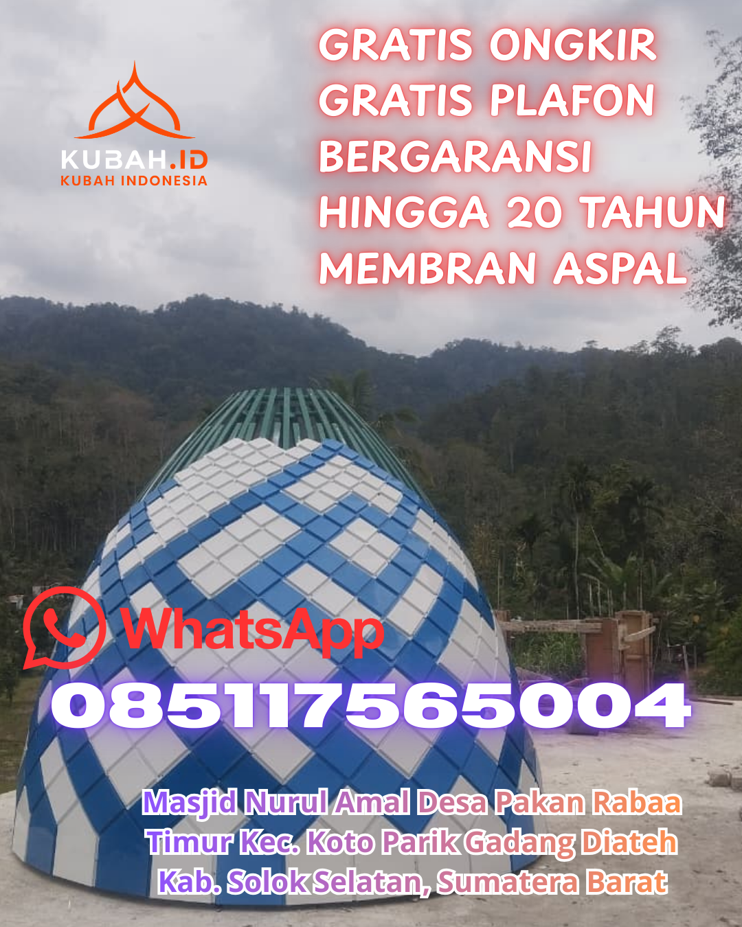 JUAL KUBAH MASJID GRC PREMIUM DI BANGKINANG KOTA, KAMPAR, RIAU (WA: 085117565004)