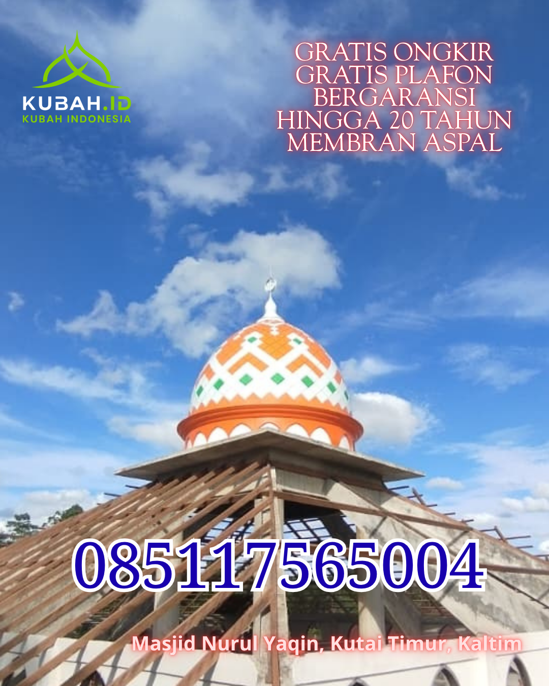 KUBAH MASJID GRC BERKUALITAS BERGARANSI DI GIRIMAYA, PANGKALPINANG, KEPULAUAN BANGKA BELITUNG (WA: 085117565004)