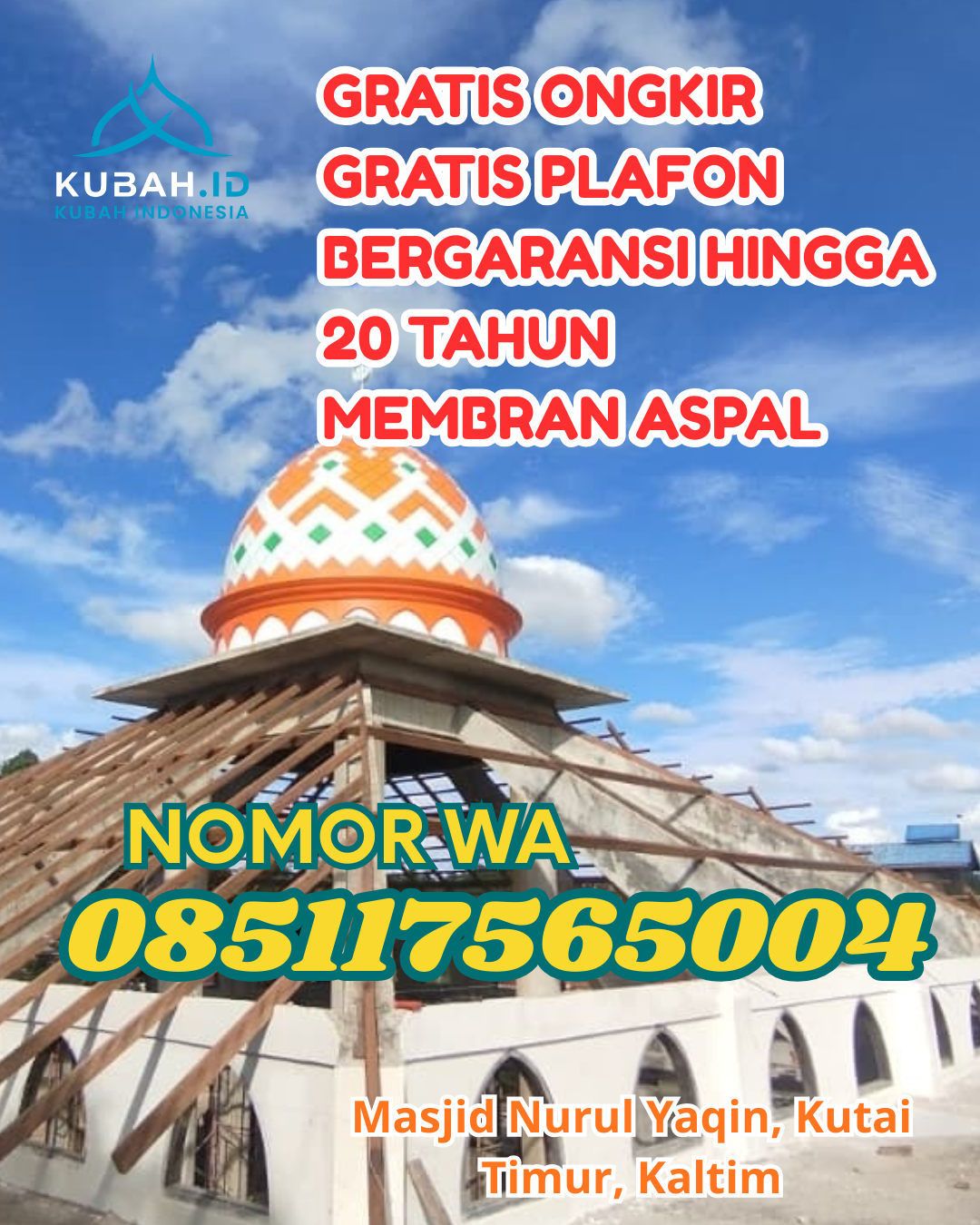 PABRIK KUBAH MASJID GRC MODERN DI DUMAI SELATAN, DUMAI, RIAU (WA: 085117565004)