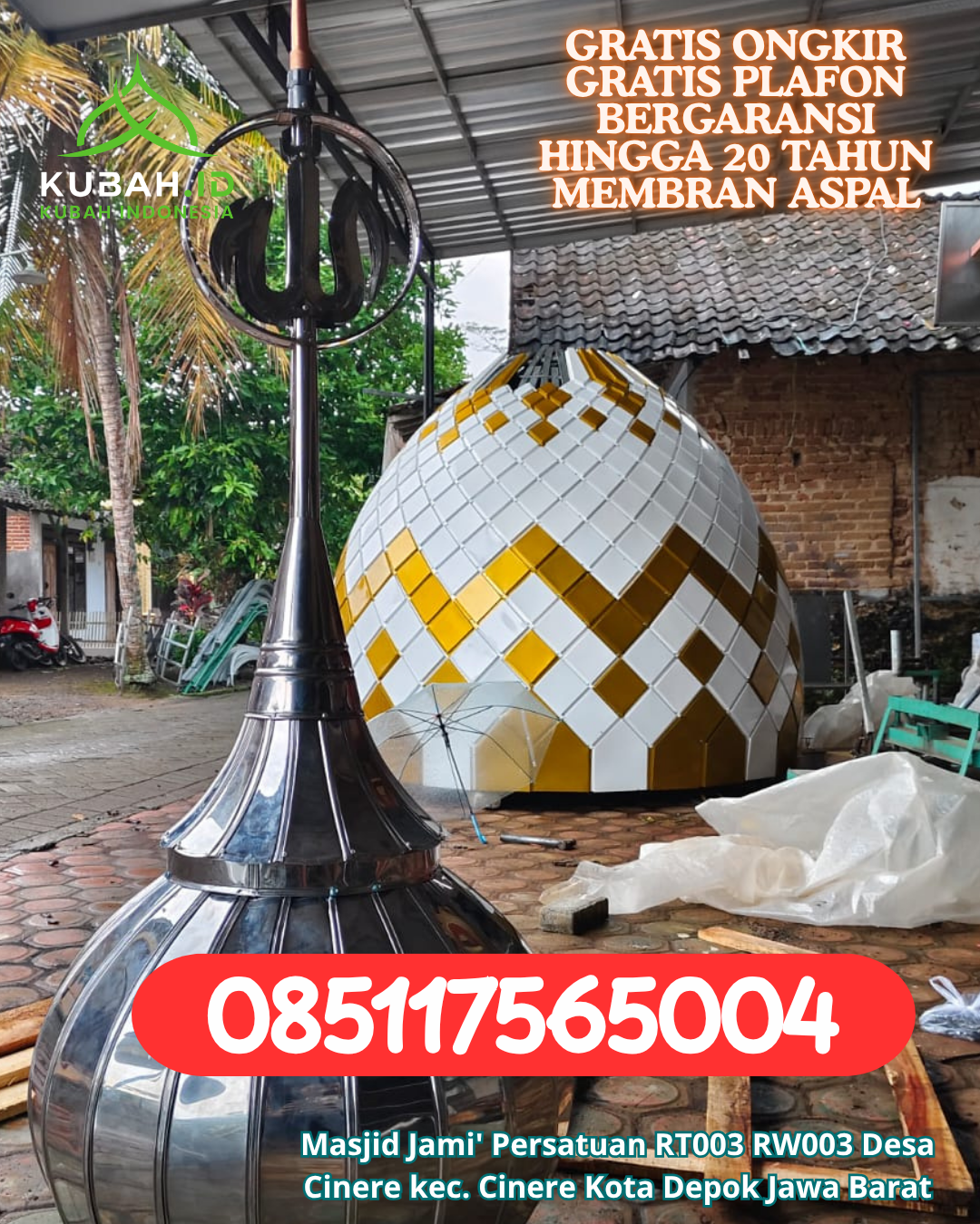 KUBAH MASJID GRC KUAT DAN TAHAN LAMA DI SINGKAWANG UTARA, KOTA SINGKAWANG, KALIMANTAN BARAT (WA: 085117565004)