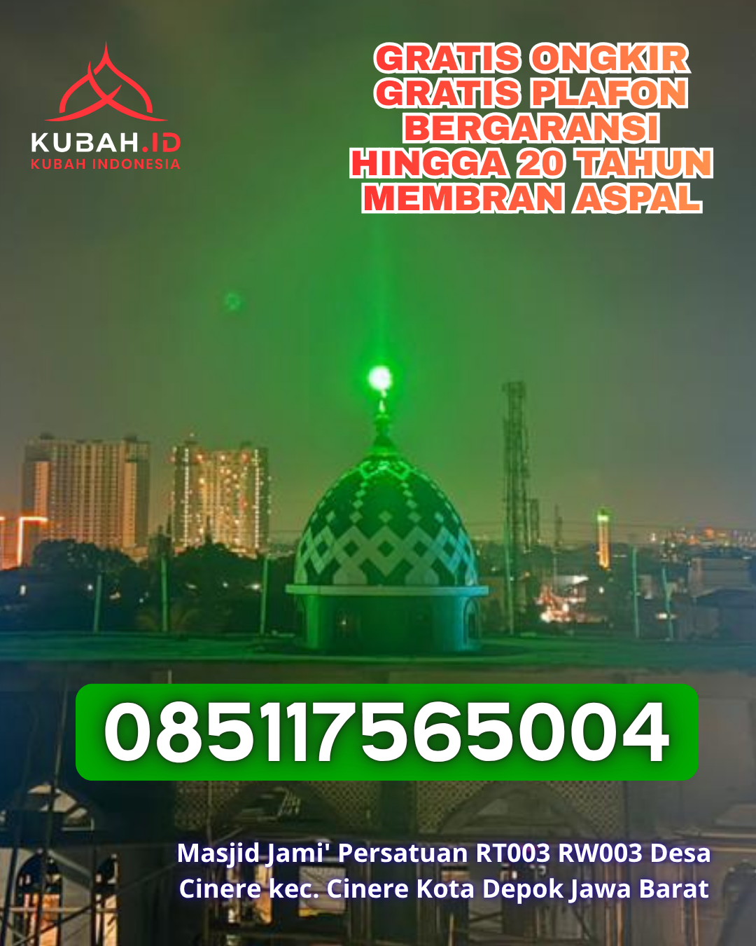 KUBAH MASJID GRC BERKUALITAS BERGARANSI DI GUMAY ULU, LAHAT (WA: 085117565004)