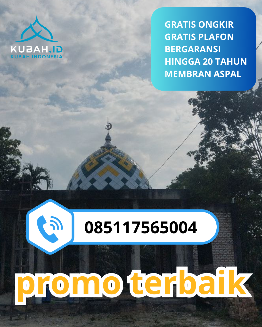 JUAL KUBAH MASJID GALVALUME TAHAN LAMA DI KEC. BANGKALAN, KAB. BANGKALAN, JAWA TIMUR (WA: 085117565004)