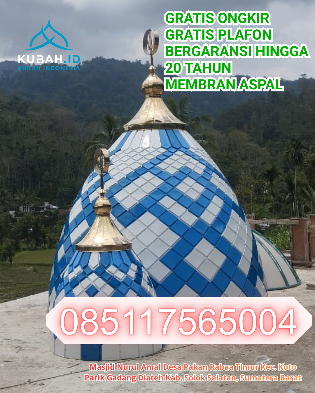 KUBAH MASJID GRC BERKUALITAS BERGARANSI DI BUNGURAN TENGAH, NATUNA, KEPULAUAN RIAU (WA: 085117565004)