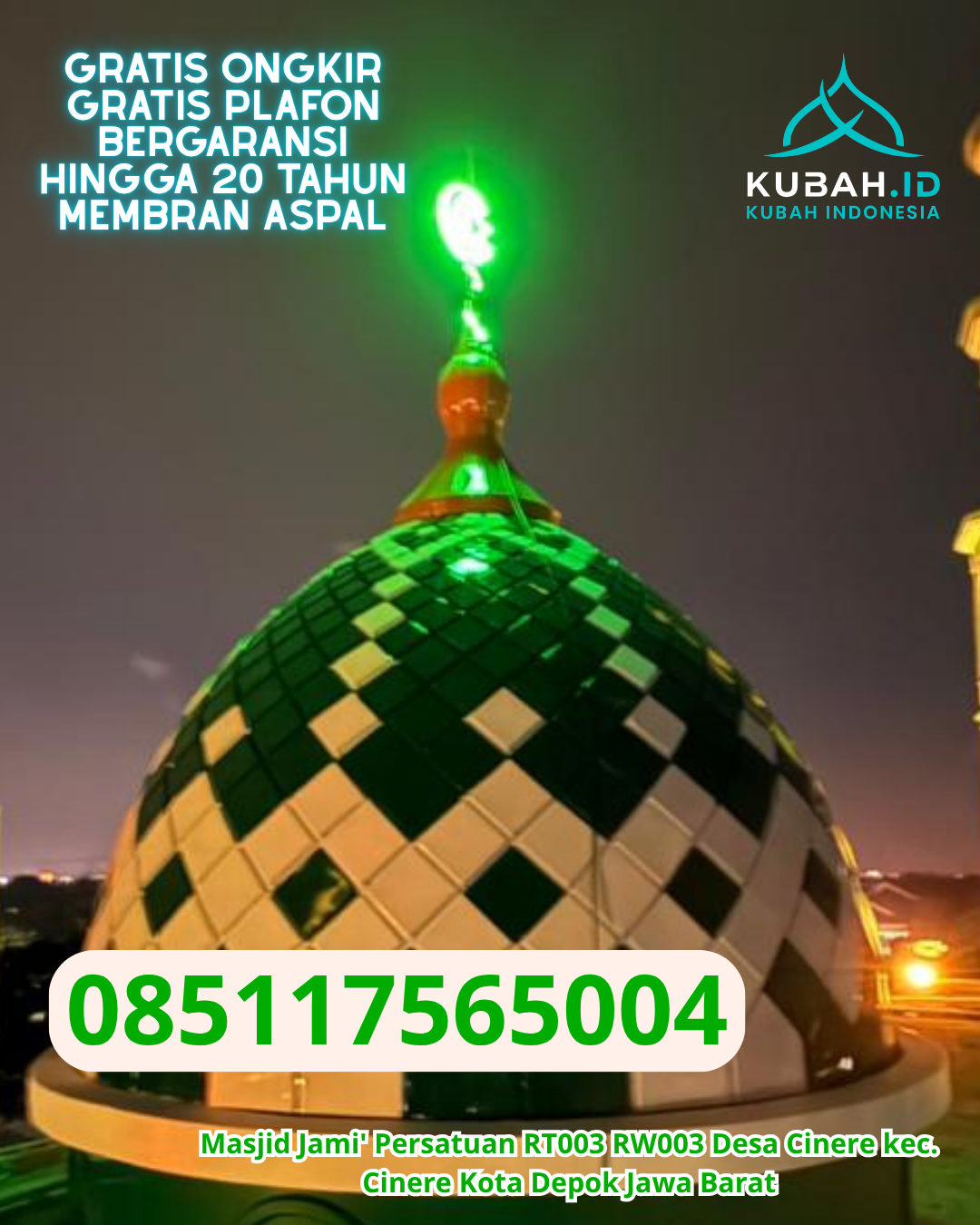 KUBAH MASJID ENAMEL ELEGAN TAHAN LAMA KEC. NUNUKAN SELATAN KAB. NUNUKAN KALIMANTAN UTARA WA 085117565004