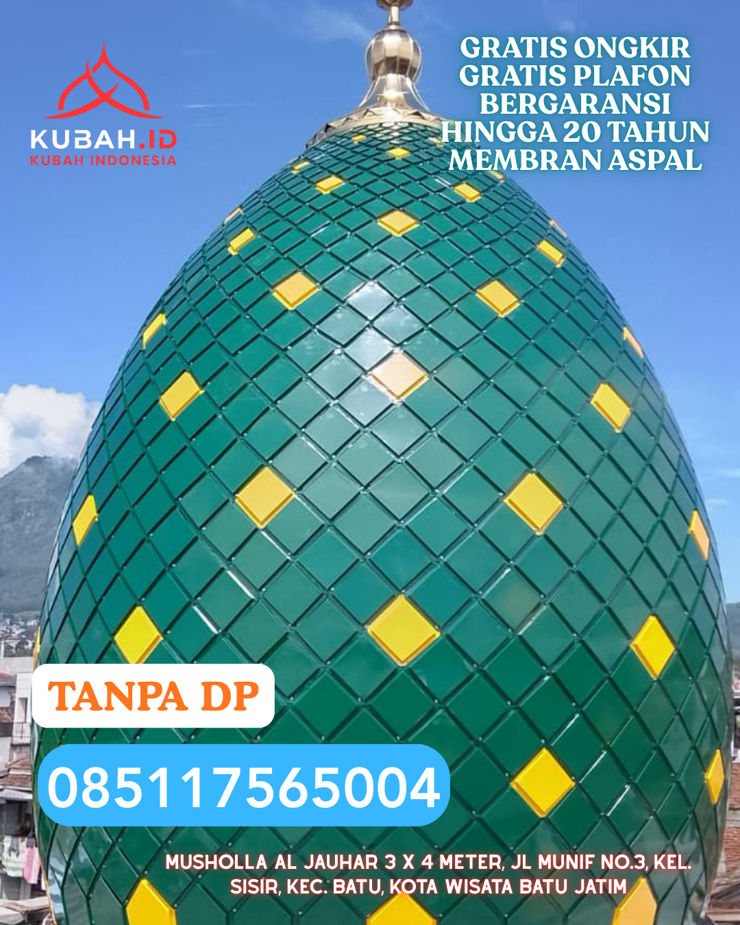 KUBAH MASJID ENAMEL WARNA CERAH KEC. LIMBORO KAB. POLEWALI MANDAR PROV. SULAWESI BARAT WA 085117565004