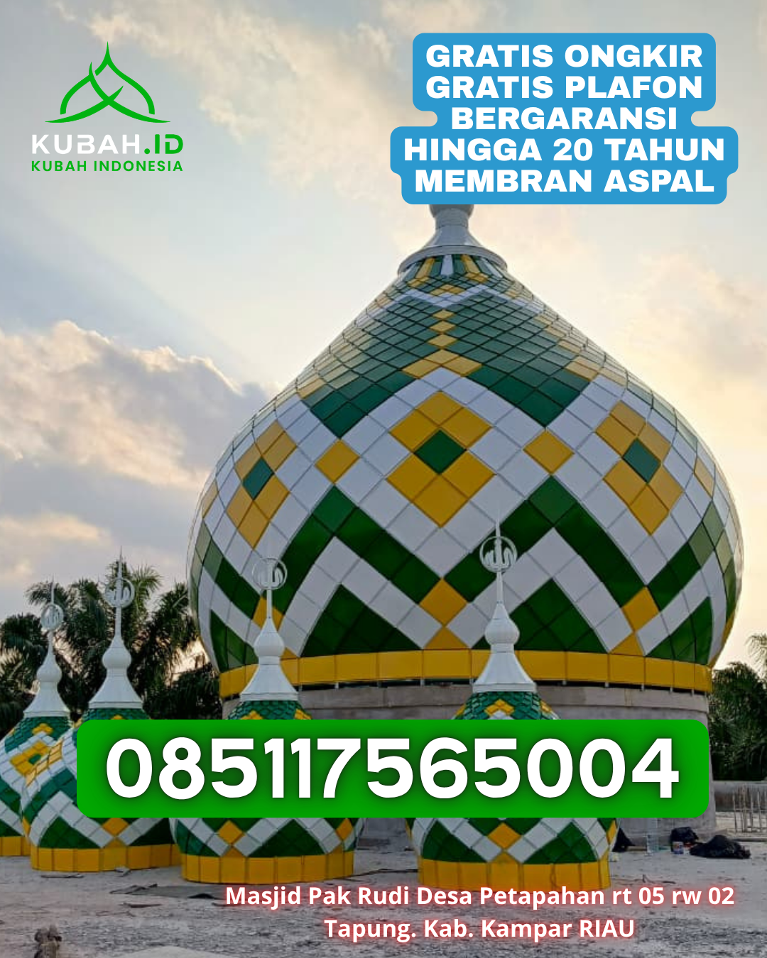 KUBAH MASJID GRC KUAT DAN TAHAN LAMA DI SAMBALIUNG, KAB. BERAU, KALIMANTAN TIMUR (WA: 085117565004)