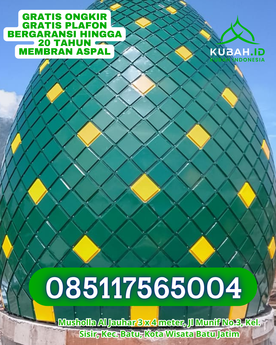 HARGA KUBAH MASJID GALVALUME MURAH KEC. MANDASATANA KAB. BARITO KUALA KALIMANTAN SELATAN WA 085117565004