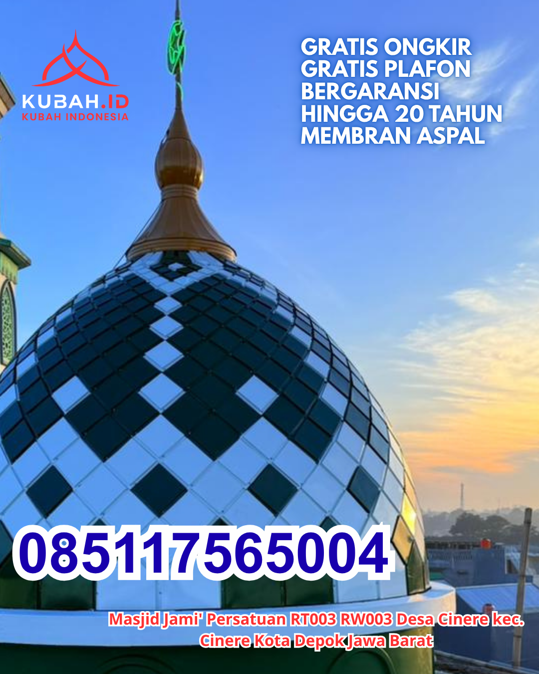KUBAH GALVALUME KUAT ANTI KARAT KEC. SEBANGAU KUALA KAB. PULANG PISAU KALIMANTAN TENGAH WA 085117565004