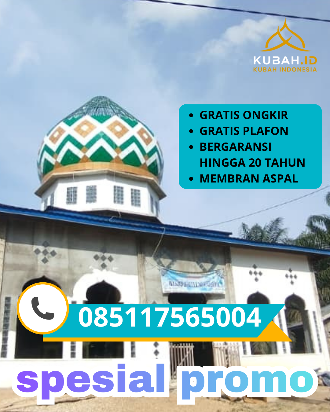 PUSAT KUBAH MASJID GALVALUME MODERN DI KEC. LABUHAN HAJI, KAB. ACEH SELATAN, ACEH (WA: 085117565004)