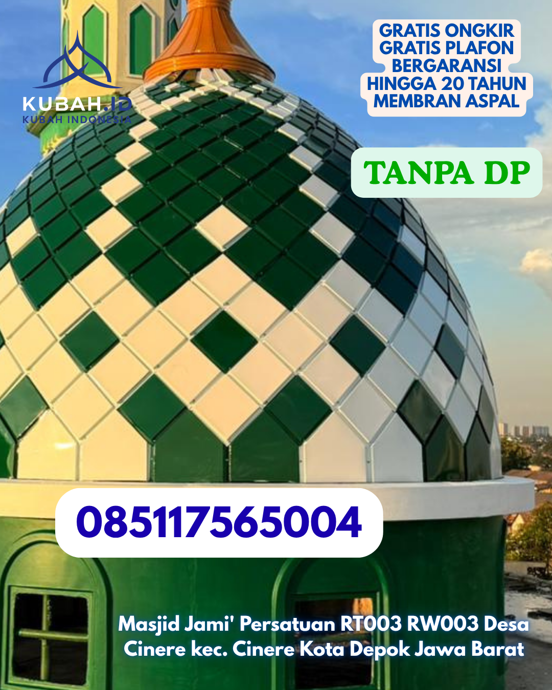 KUBAH MASJID ENAMEL MODERN BERKUALITAS KEC. GALANG KAB. TOLITOLI PROV. SULAWESI TENGAH WA 085117565004
