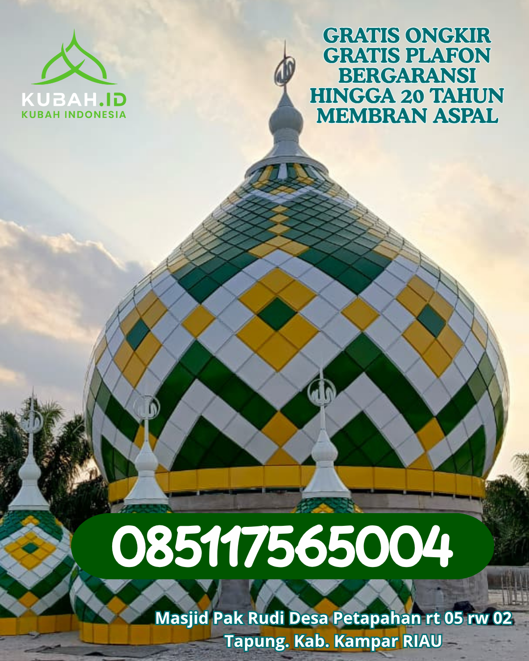 KUBAH MASJID GRC KUAT DAN TAHAN LAMA DI BONTANG, KAB. KUTAI TIMUR, KALIMANTAN TIMUR (WA: 085117565004)