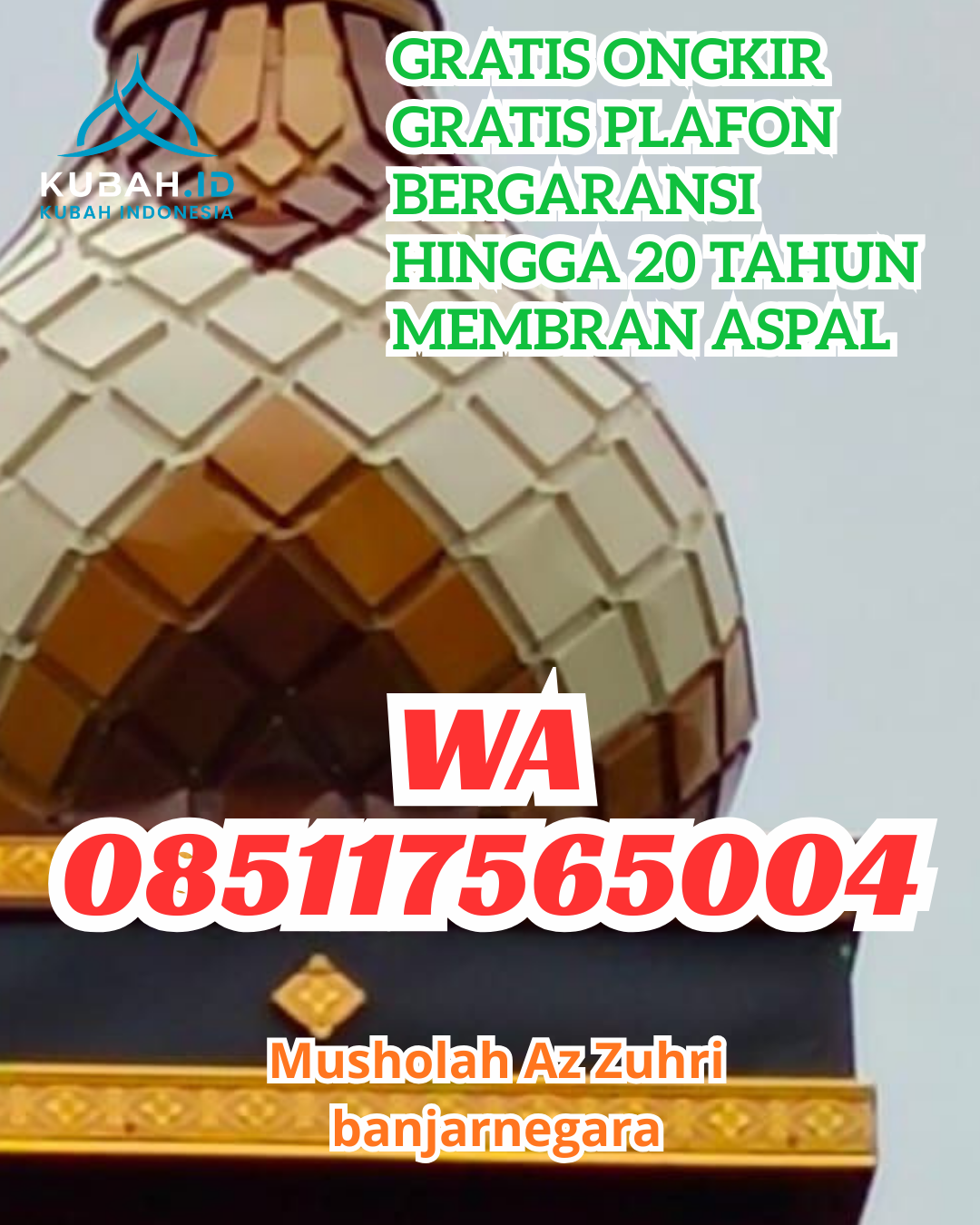 KUBAH MASJID GRC DESAIN ELEGAN DI TEMBILAHAN, INDRAGIRI HILIR, RIAU (WA: 085117565004)