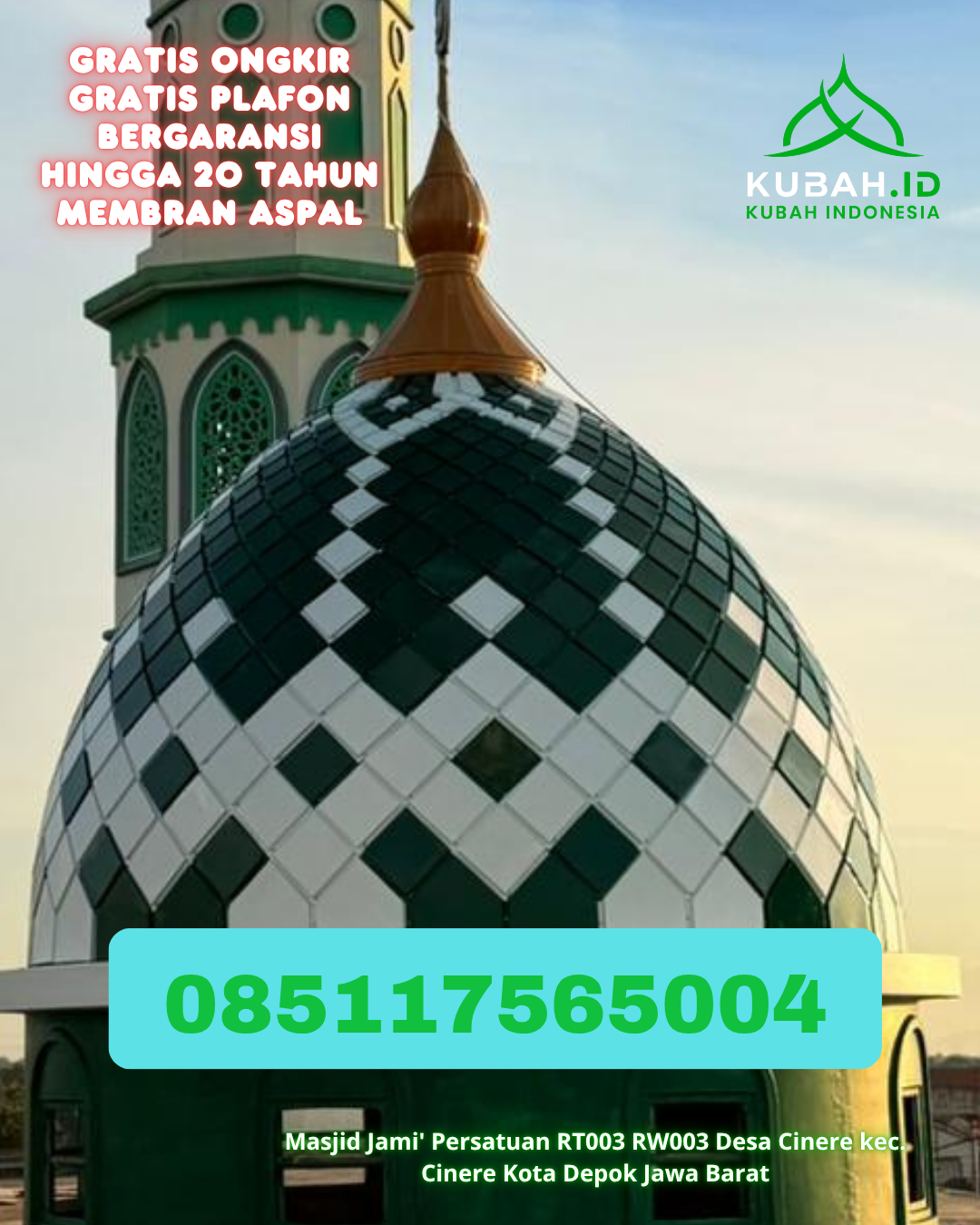 JUAL KUBAH MASJID STAINLESS STEEL ANTI KARAT DI ILIR TIMUR II, PALEMBANG (WA: 085117565004)