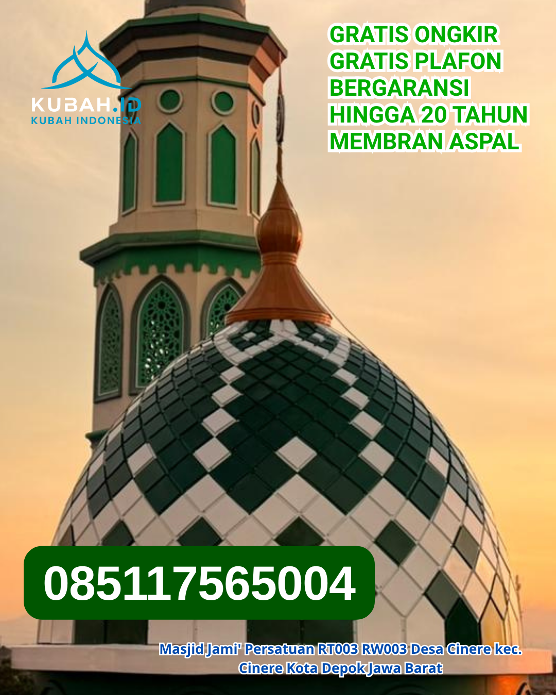 KUBAH MASJID GALVALUME HARGA TERJANGKAU DI KUARO, KAB. PASER, KALIMANTAN TIMUR (WA: 085117565004)