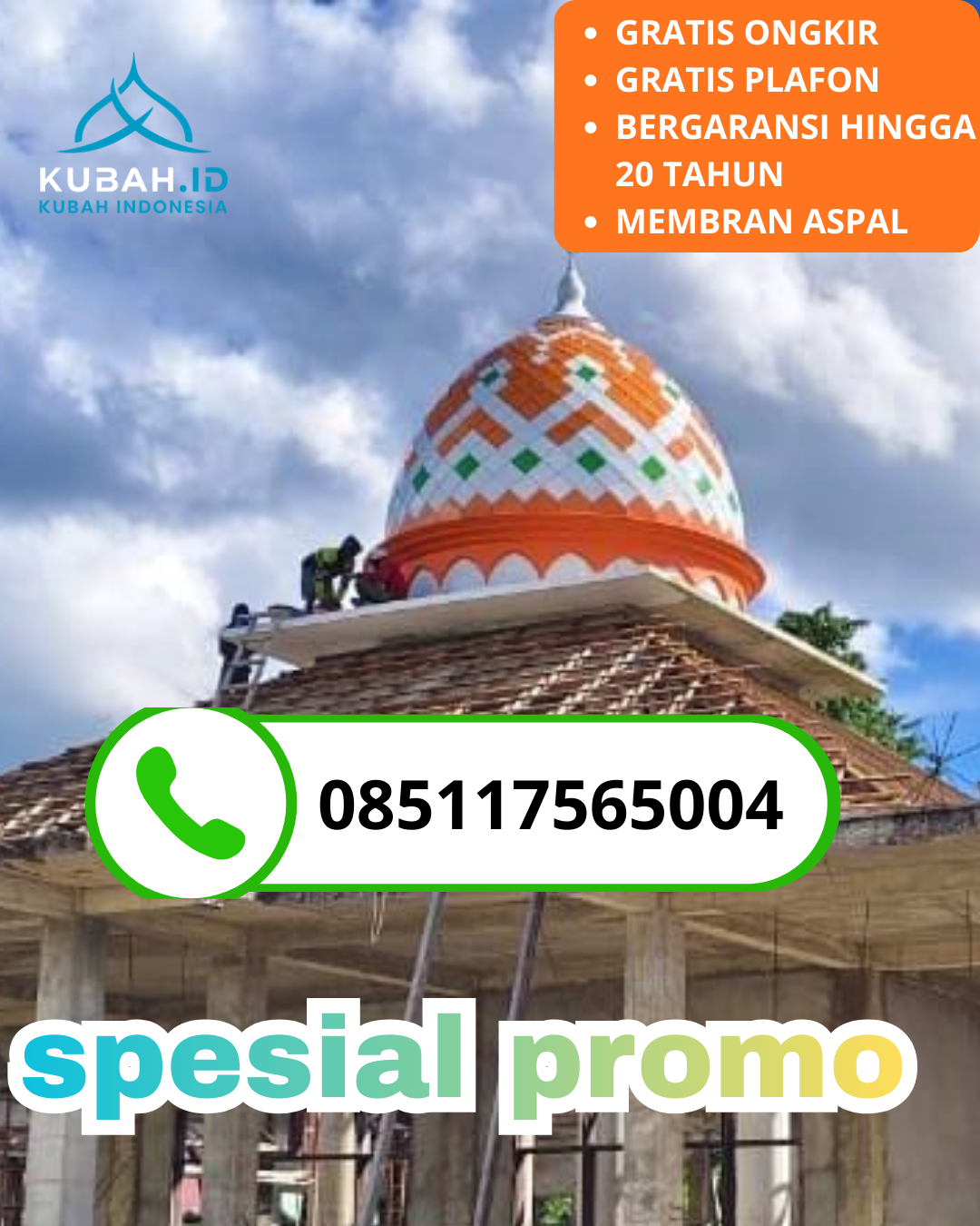 JUAL KUBAH MASJID GALVALUME TAHAN LAMA DI KEC. MAESAN, KAB. BONDOWOSO, JAWA TIMUR (WA: 085117565004)