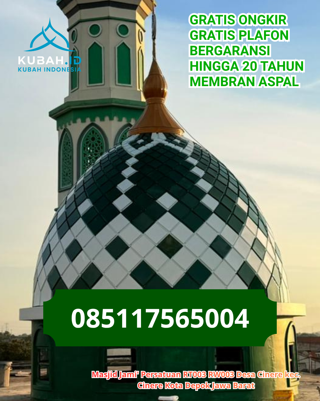 KUBAH MASJID GALVALUME MURAH BERKUALITAS DI DEMPO TENGAH, PAGARALAM (WA: 085117565004)