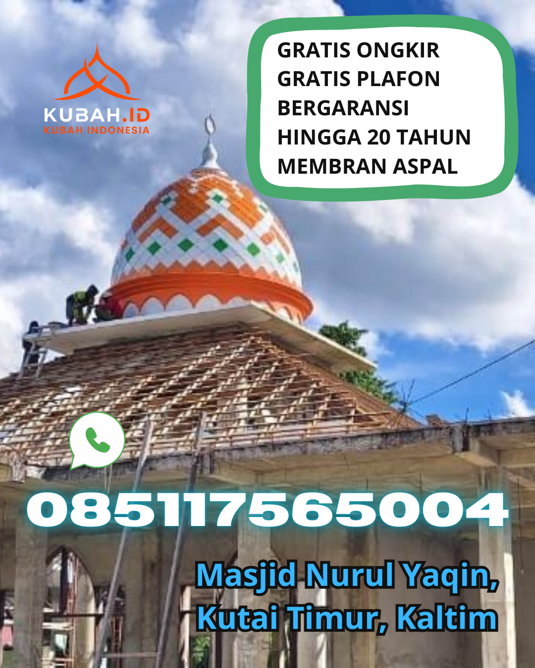 JUAL KUBAH MASJID GALVALUME PREMIUM DI IDANOGAWO, NIAS, SUMATERA UTARA (WA: 085117565004)