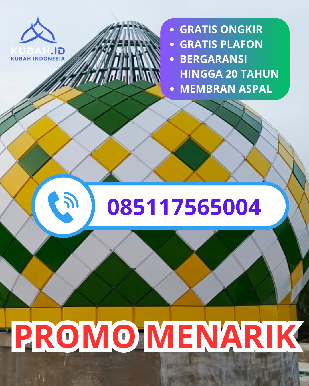 KUBAH MASJID GALVALUME HARGA TERJANGKAU DI KEC. KUALA, KAB. NAGAN RAYA, ACEH (WA: 085117565004)