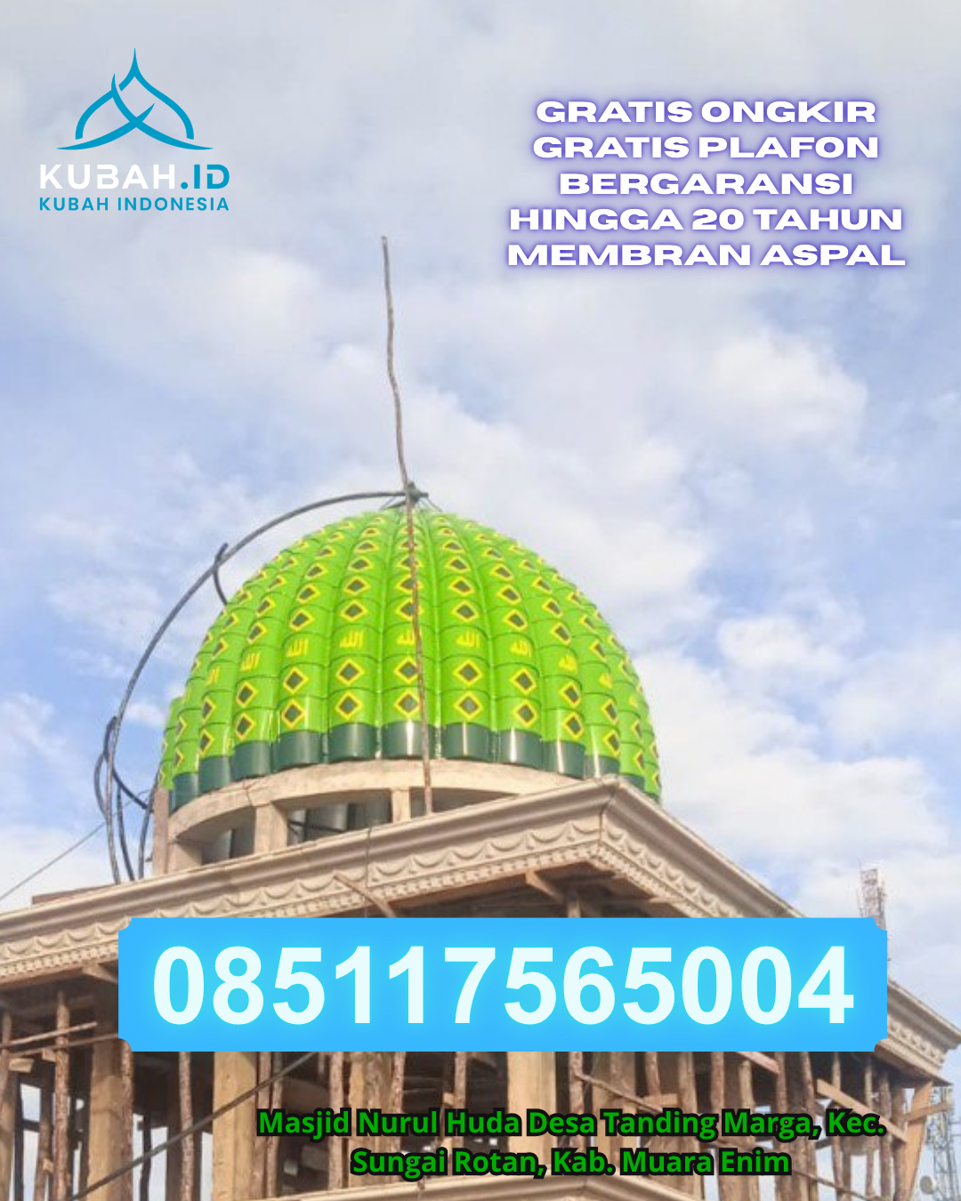 KUBAH MASJID GRC DESAIN ELEGAN DI SEKUPANG, BATAM, KEPULAUAN RIAU (WA: 085117565004)