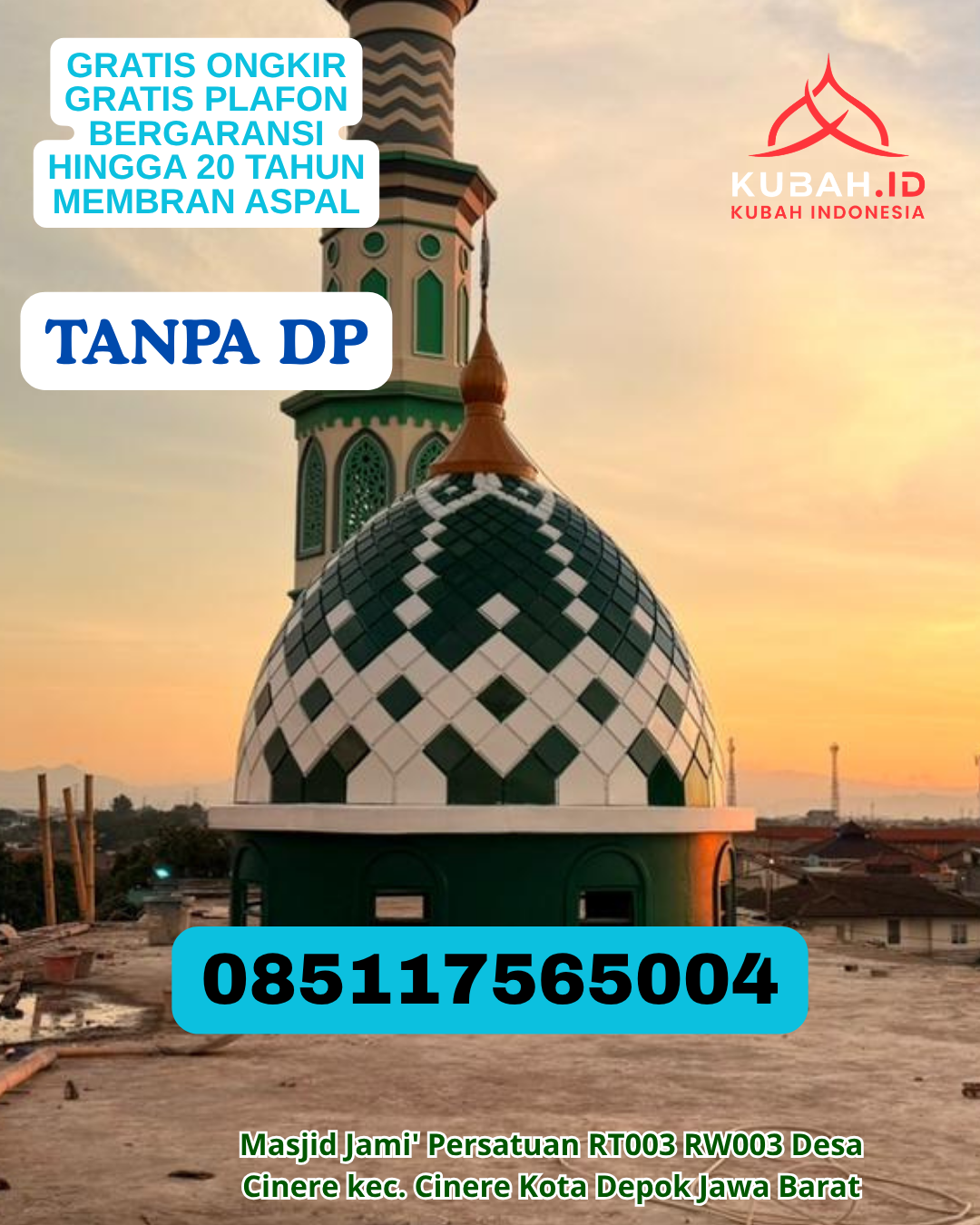 KUBAH MASJID ENAMEL WARNA MEWAH KEC. TABUKAN SELATAN TENGGARA KAB. KEPULAUAN SANGIHE PROV. SULAWESI UTARA WA 085117565004