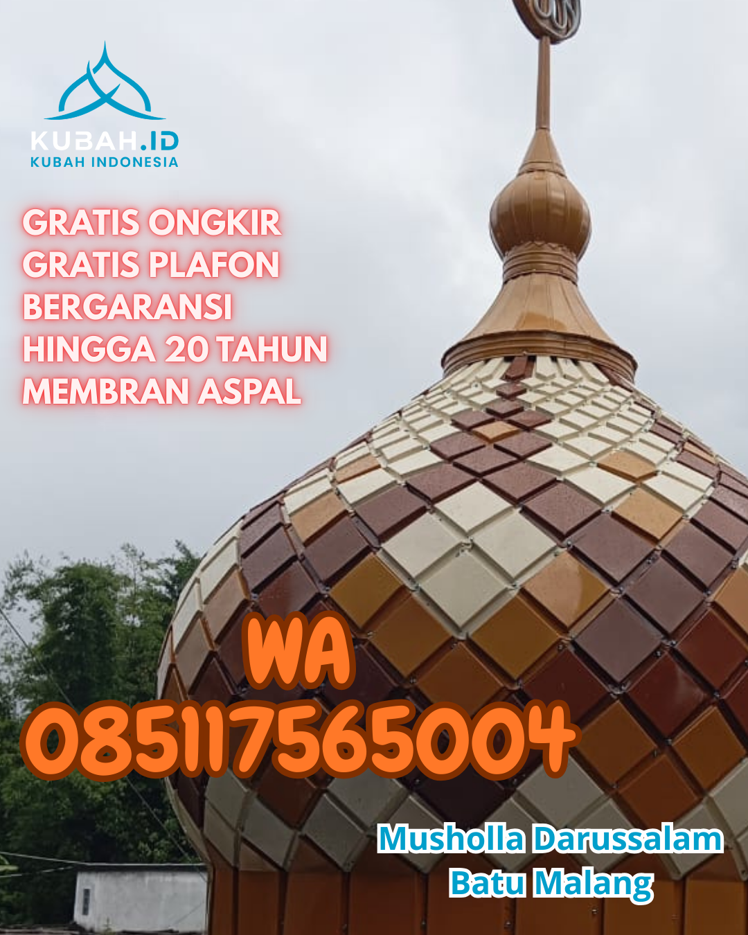 PENGRAJIN KUBAH MASJID GALVALUME DESAIN ELEGAN DI PANGKALAN SUSU, LANGKAT, SUMATERA UTARA (WA: 085117565004)