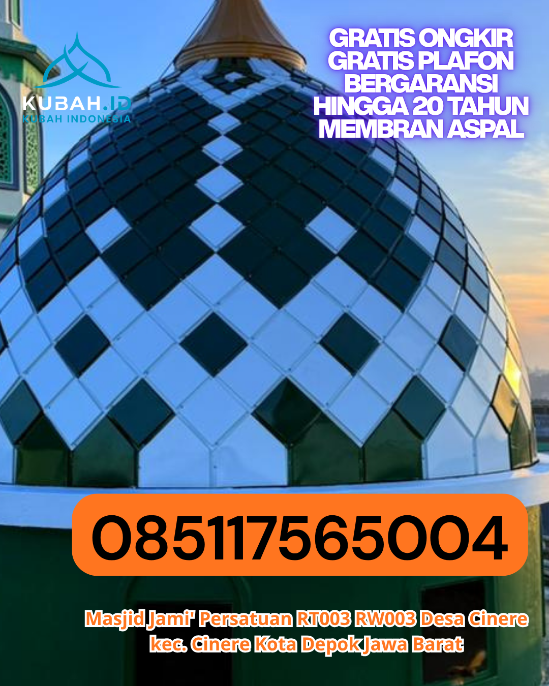 JUAL KUBAH MASJID GRC PREMIUM DI CURUP SELATAN, REJANG LEBONG, BENGKULU (WA: 085117565004)
