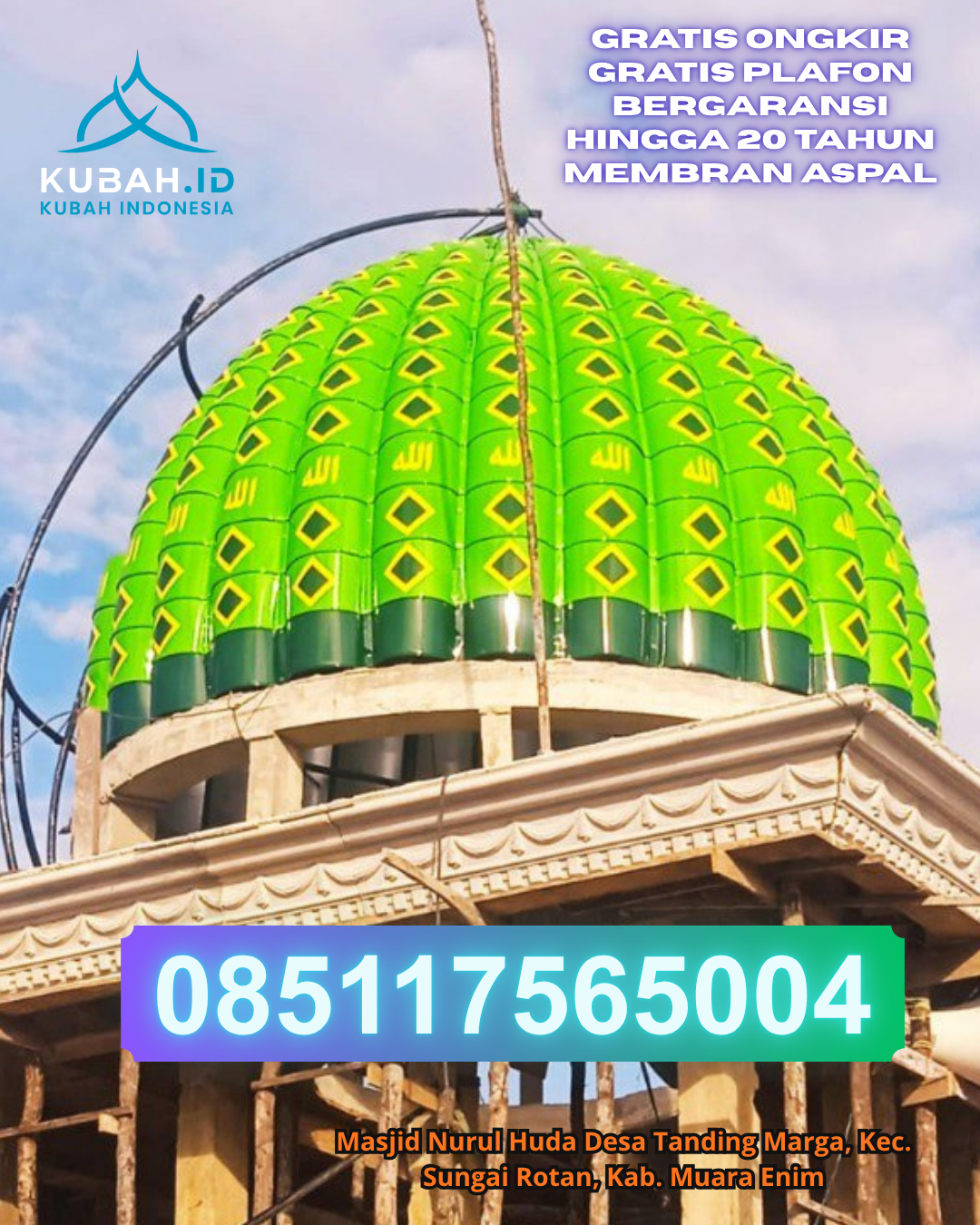 KUBAH MASJID GRC KUAT DAN AWET DI BANJAR AGUNG, KAB. TULANG BAWANG, LAMPUNG (WA: 085117565004)