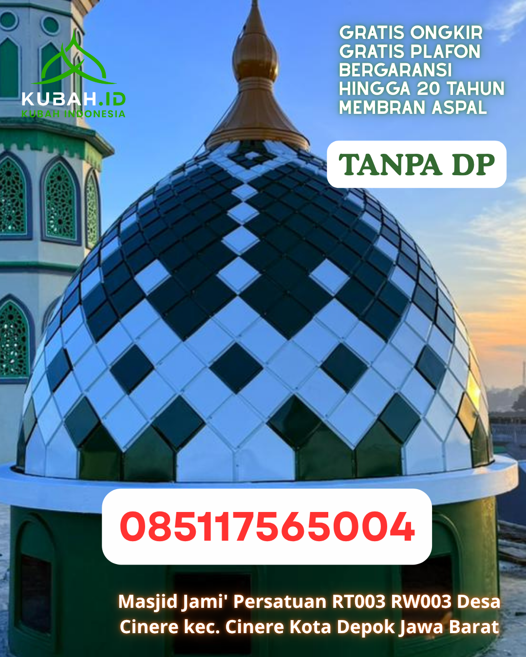 KUBAH MASJID STAINLESS STEEL TAHAN CUACA KEC. PALANGGA SELATAN KAB. KONAWE SELATAN PROV. SULAWESI TENGGARA WA 085117565004