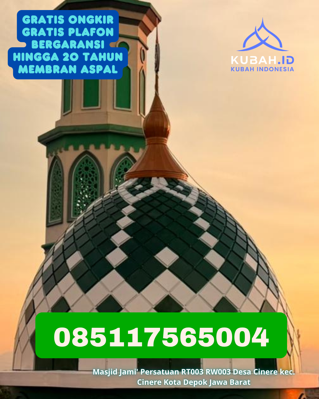 PABRIK KUBAH MASJID STAINLESS STEEL TERPERCAYA DI KONGA, KAB. KUTAI TIMUR, KALIMANTAN TIMUR (WA: 085117565004)