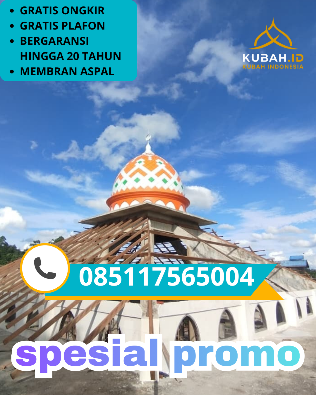 PABRIK KUBAH MASJID GALVALUME MODERN DI KEC. KASIHAN, KAB. BANTUL, DI YOGYAKARTA (WA: 085117565004)