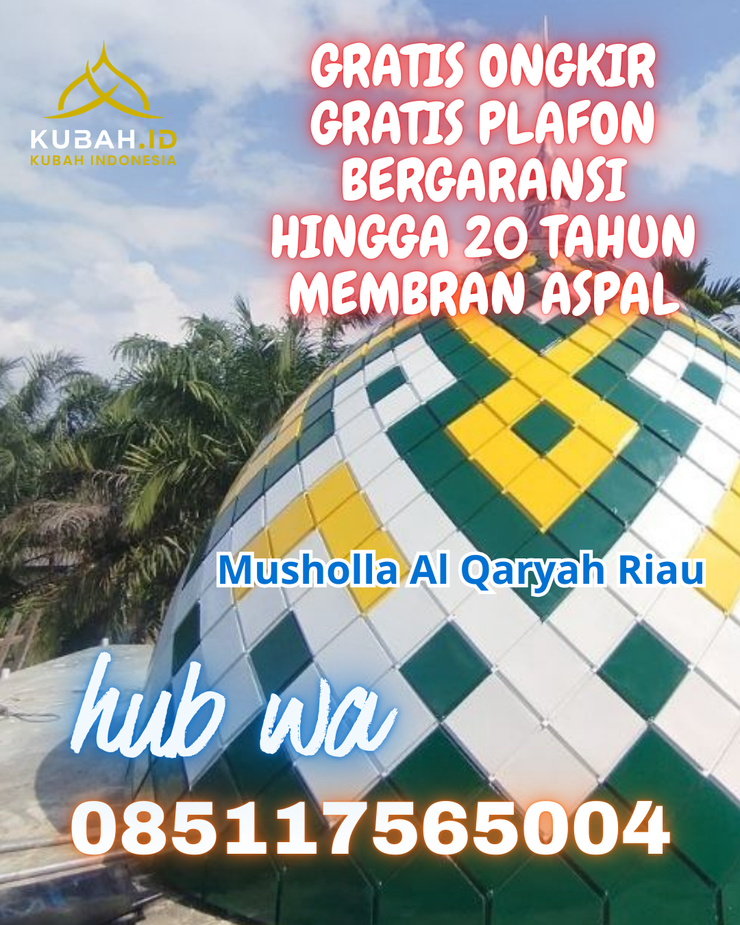 KUBAH MASJID ENAMEL DESAIN ELEGAN DI HARAU, LIMA PULUH KOTA, SUMATERA BARAT (WA: 085117565004)