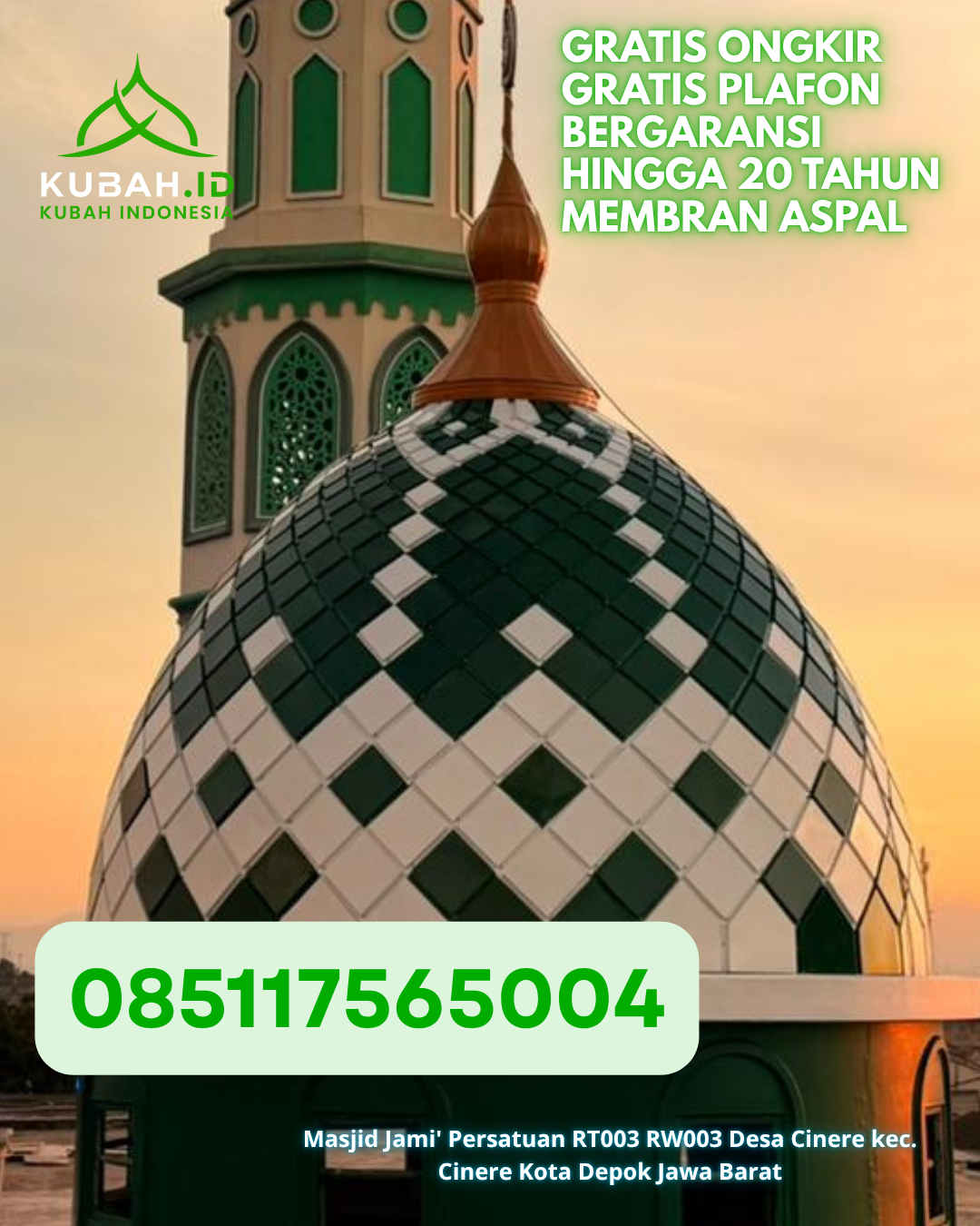 KUBAH MASJID STAINLESS STEEL ANTI KARAT KEC. BANJARMASIN UTARA KOTA BANJARMASIN KALIMANTAN SELATAN WA 085117565004