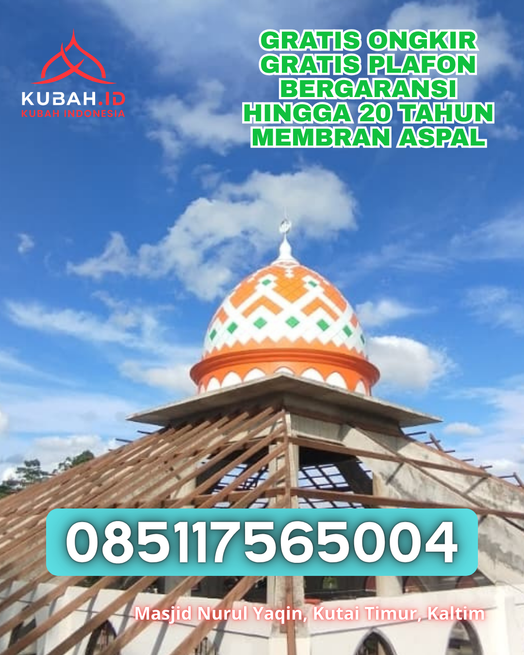 KUBAH MASJID GALVALUME DESAIN MODERN DI BINTAN TIMUR, BINTAN, KEPULAUAN RIAU (WA: 085117565004)
