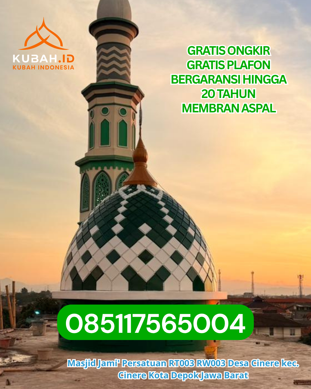KUBAH ENAMEL ELEGAN TAHAN LAMA KEC. JELAI KAB. SUKAMARA KALIMANTAN TENGAH WA 085117565004