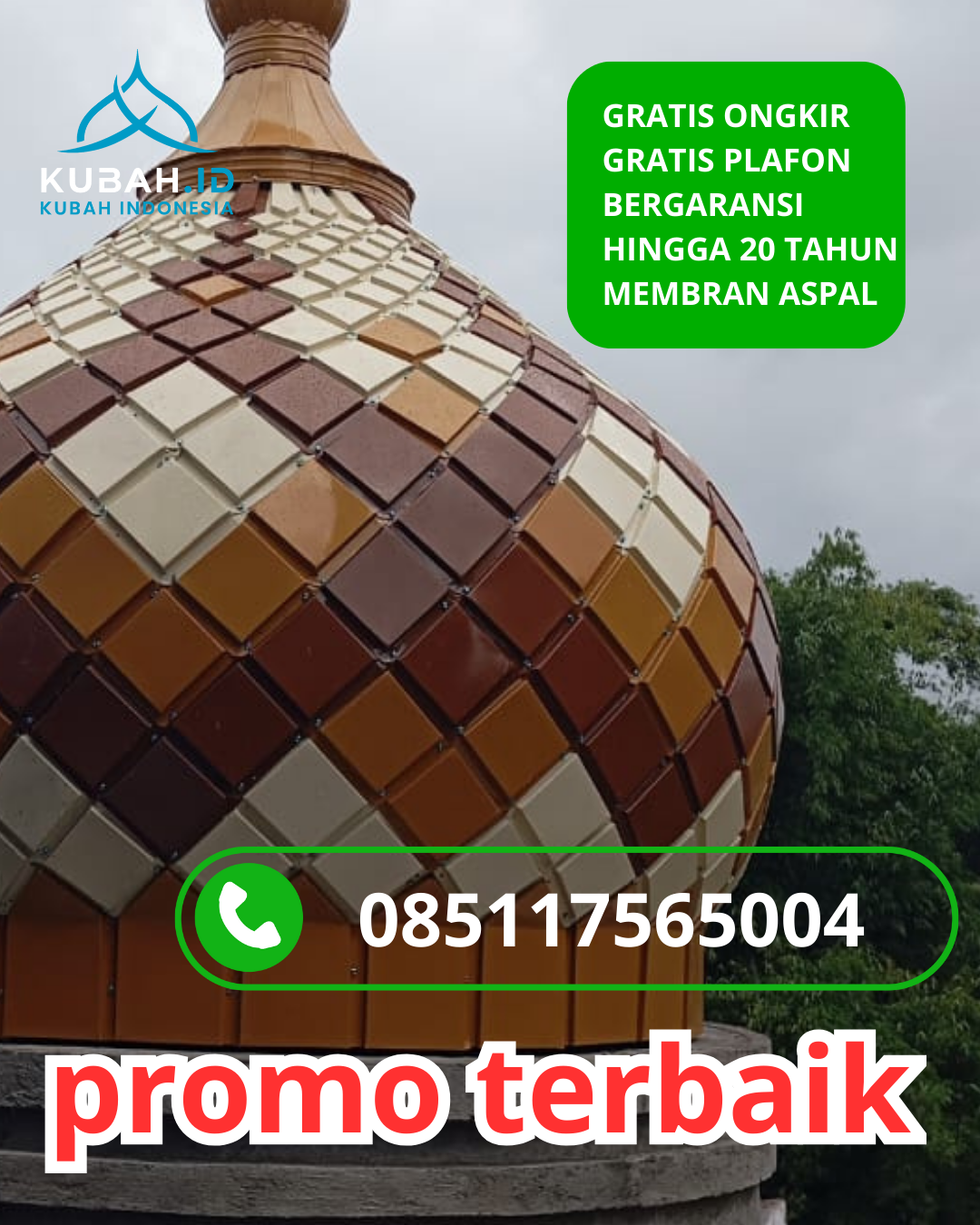 KUBAH MASJID GALVALUME DESAIN ELEGAN DI KEC. BADAR, KAB. ACEH TENGGARA, ACEH (WA: 085117565004)