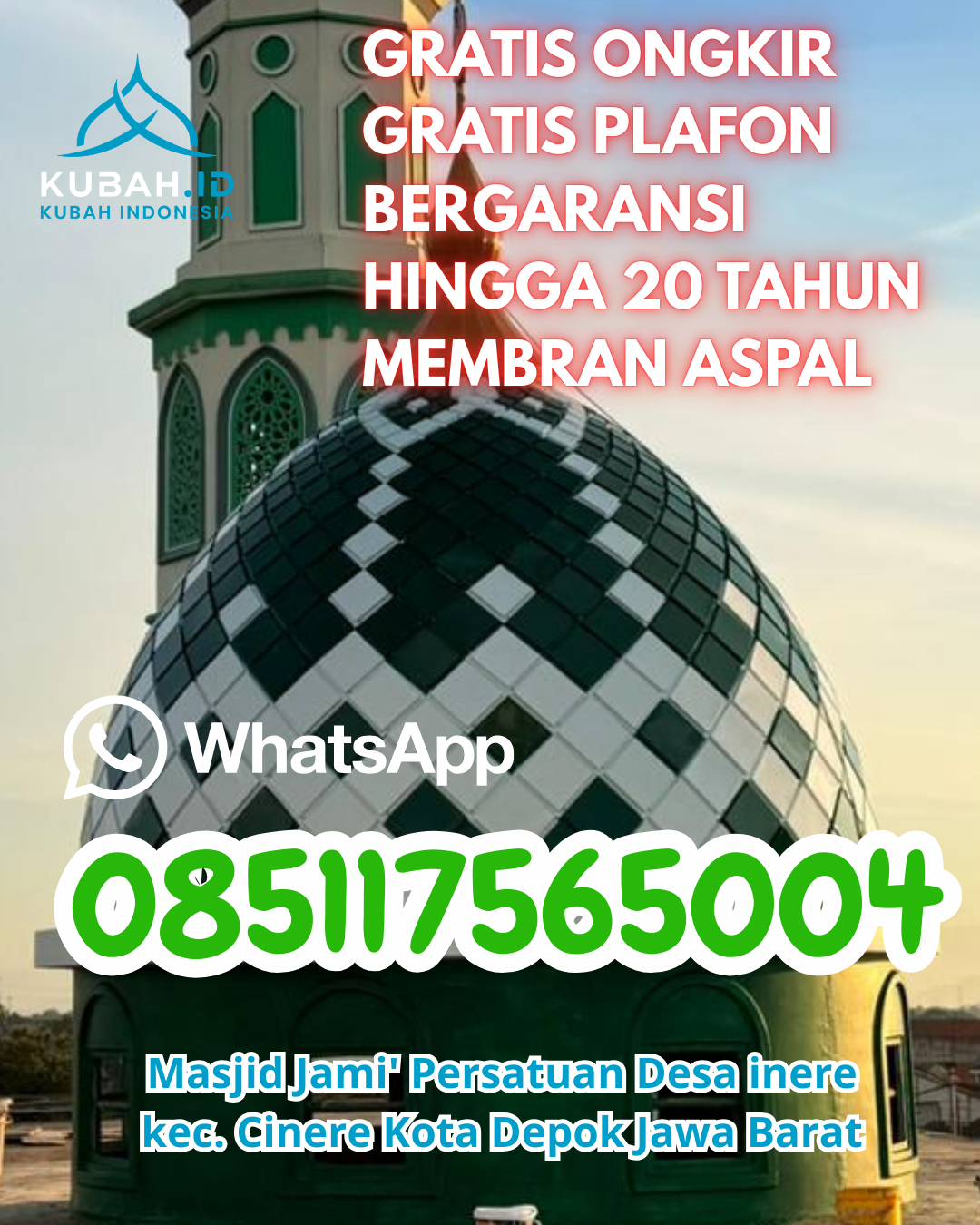 KUBAH MASJID ENAMEL HARGA TERJANGKAU DI JELUTUNG, JAMBI, JAMBI (WA: 085117565004)