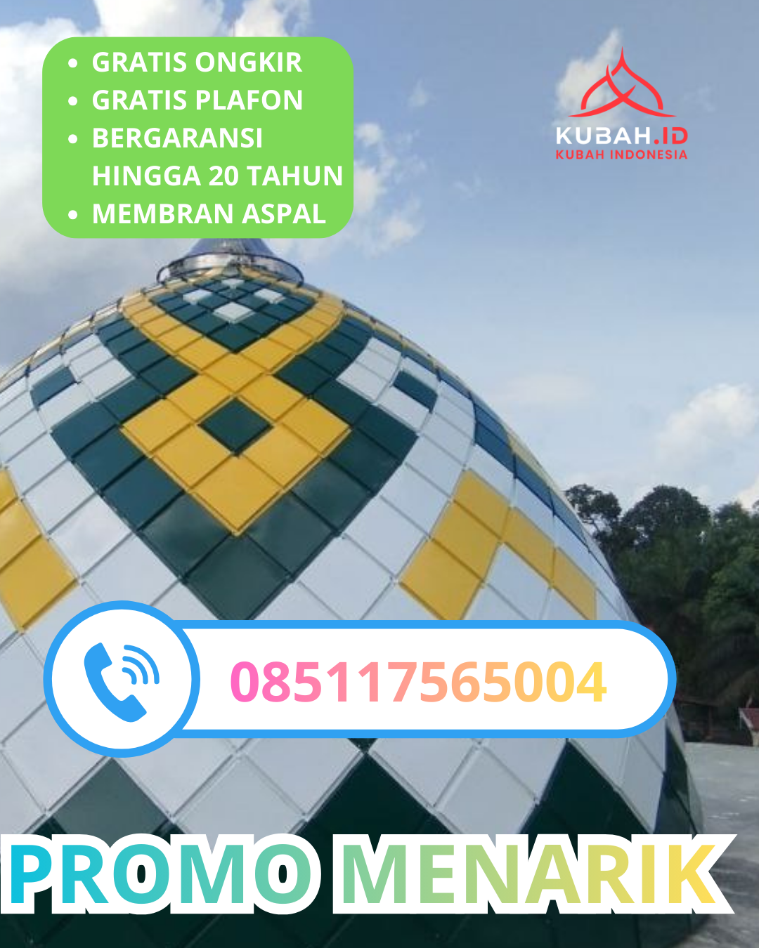 JUAL KUBAH MASJID GALVALUME TAHAN LAMA DI KEC. SULTAN DAULAT, KAB. NAGAN RAYA, ACEH (WA: 085117565004)