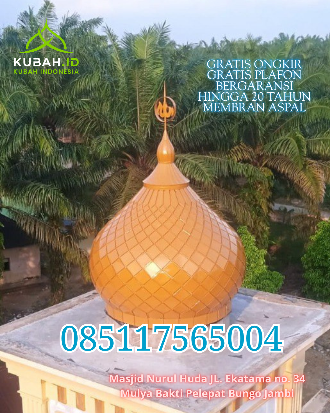 KUBAH MASJID GRC KUAT DAN TAHAN LAMA DI RAWAJITU UTARA, KAB. MESUJI, LAMPUNG (WA: 085117565004)