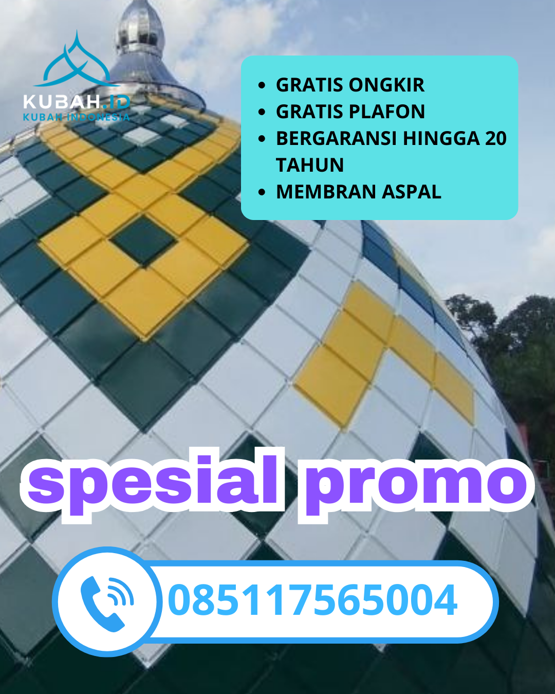 JUAL KUBAH MASJID GALVALUME PREMIUM DI KEC. GENTENG, KAB. BANYUWANGI, JAWA TIMUR (WA: 085117565004)