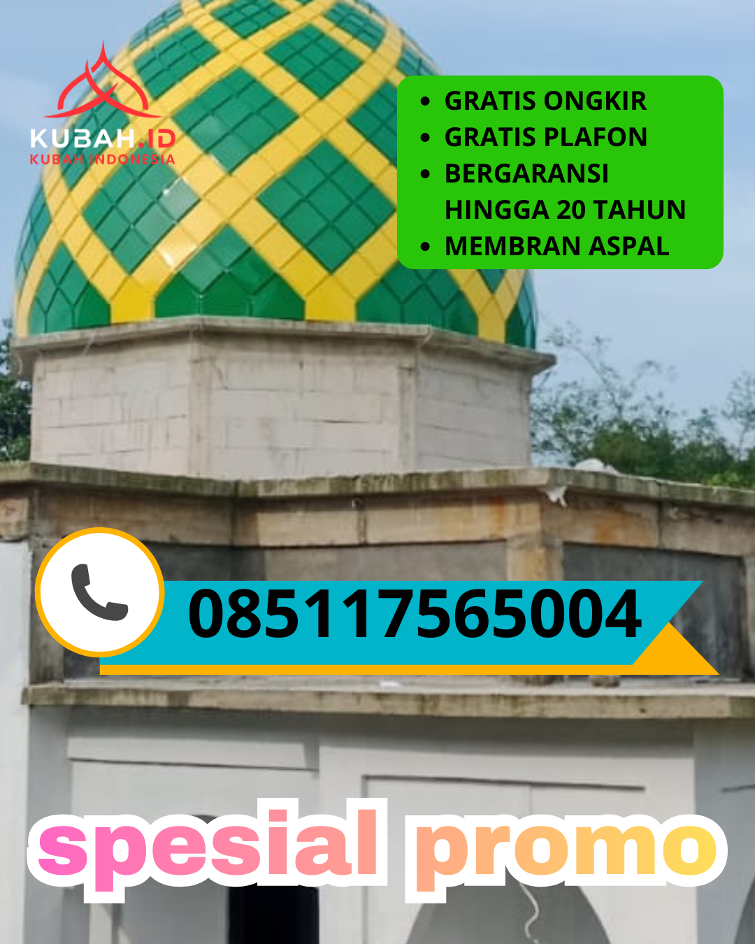 PUSAT KUBAH MASJID GALVALUME MODERN DI KEC. GUNUNG MERIAH, KAB. ACEH SINGKIL, ACEH (WA: 085117565004)