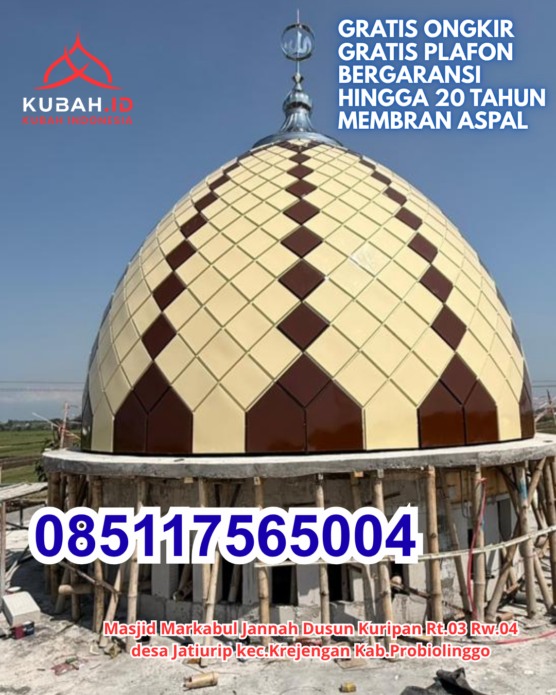 KUBAH ENAMEL DESAIN MEWAH BERGARANSI KEC. RAPPOCINI KOTA MAKASSAR SULAWESI SELATAN WA 085117565004